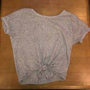 Gray front tie top